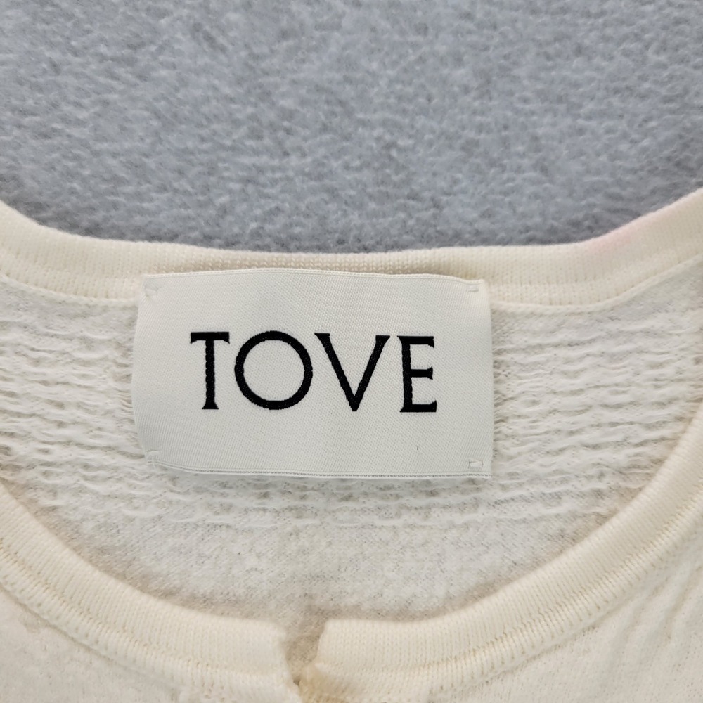 TOVE Cream Ribbed Button-Front Cardigan - Picture 2 of 10